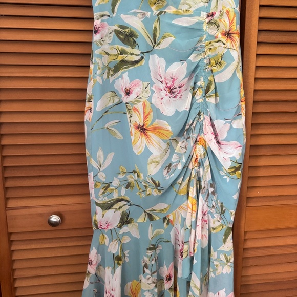Eliza J Hawaiian Print Dress Blue Floral Tropical Aloha Size 4 - Picture 9 of 13
